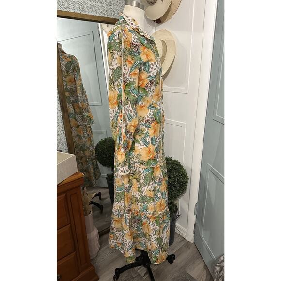 Bergdorf Goodman Aqua Blu Australia Dahlia Helena Button-Front Maxi Dress Small - Picture 4 of 11